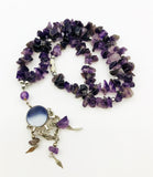 Mystical Amethyst Necklace with Delicate Two-Sided Purple and White Disc Pendant