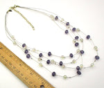 AVON NWT Soap-Bubble Iridescent & Cut-Purple Glass Floating Bead Necklace