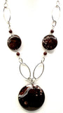 Long Boho Chic Galaxy Chocolate Swirl Necklace on Silver-tone Chain