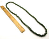 Crackled Soft Forest Moss Green Swirl Vintage Plastic Bead Long Necklace