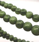 Crackled Soft Forest Moss Green Swirl Vintage Plastic Bead Long Necklace