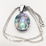 Elegant Sterling Abalone Shell Pendant and Sterling Mariner Chain