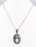 Elegant Sterling Abalone Shell Pendant and Sterling Mariner Chain