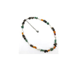 Mystic KENNETH LOGAN Necklace with Pearl, Smoky Quartz, Turquoise, Amber & Sunstone Beads w/925 Silver Clasp