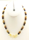 Luminescent KENNETH LOGAN Pearl & Citrine Necklace, 925 Clasp