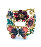 Delightful Butterfly and Flowers Enamel Ring by GUESS Size 8