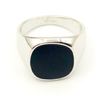 Black Onyx Enamel Ring set in 18K RGP (Rolled Gold Plating), Size 7.75