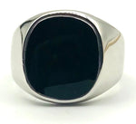 Black Onyx Enamel Ring set in 18K RGP (Rolled Gold Plating), Size 7.75