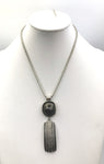 Sleek Geometrics in a Brushed Silver-Tone Metal Necklace