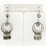Delicate, Intricate Circle Earrings with Openwork and Fringe, 925 Mexico