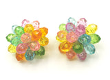 Cheerful HONG KONG Clip-On Flower Vintage Earrings in Carnival Colors