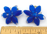 Cheerful Blue, Five-Petal Flower,Clip-On Earrings, Vintage 1950s-1960s