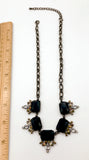 Pretty Dark Navy Blue Faceted Plastic Stones and Rhinestones Necklace