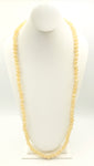 Crackled Cream Marble Swirl Vintage Plastic Bead Long Necklace