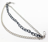 Super Cool Punk Necklace of Black and Solid Silver Metal Chains
