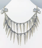Spiked and Sparkly Punk Double-Strand Necklace