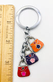 Adorable Purses Keychain, Vintage with Three Enamel-Filled Purses