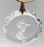 Mystic Unicorn Pendant of Rainbow Crystal with a Gold-Tone Slinky Chain