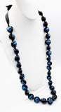 Impressive Hawaiian Kukui Nut Lei Necklace Black with Blue Turtles