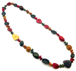 Gorgeous Autumn Dyed Ecuador Tagua Nut and Seeds Beads Necklace