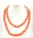 Cheerful Orange Dyed Wood Bead Super-Long Necklace