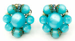 Mystic 1950s Turquoise Bead Clip-On Earrings with Rhinestone Accents